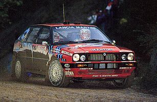 Lancia Delta HF integrale 16v Group A in its short lived red livery