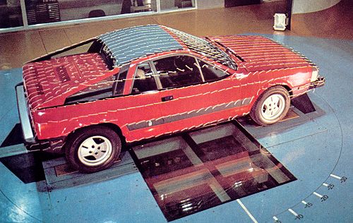 Lancia Beta Montecarlo in a wind tunnel